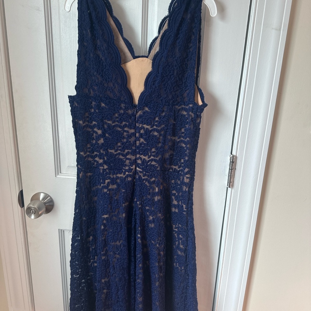 Elegant Navy Lace Dress